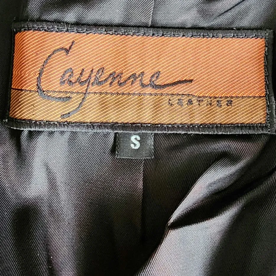Vintage Y2K Black Leather Vest Zip Front Crop Top by Cayenne