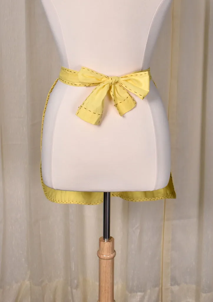 Vintage Yellow & Brown Handmade Embroidered Apron