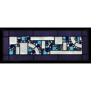 Violet Border Geometric Stained Glass Window Panel by Edel Byrne