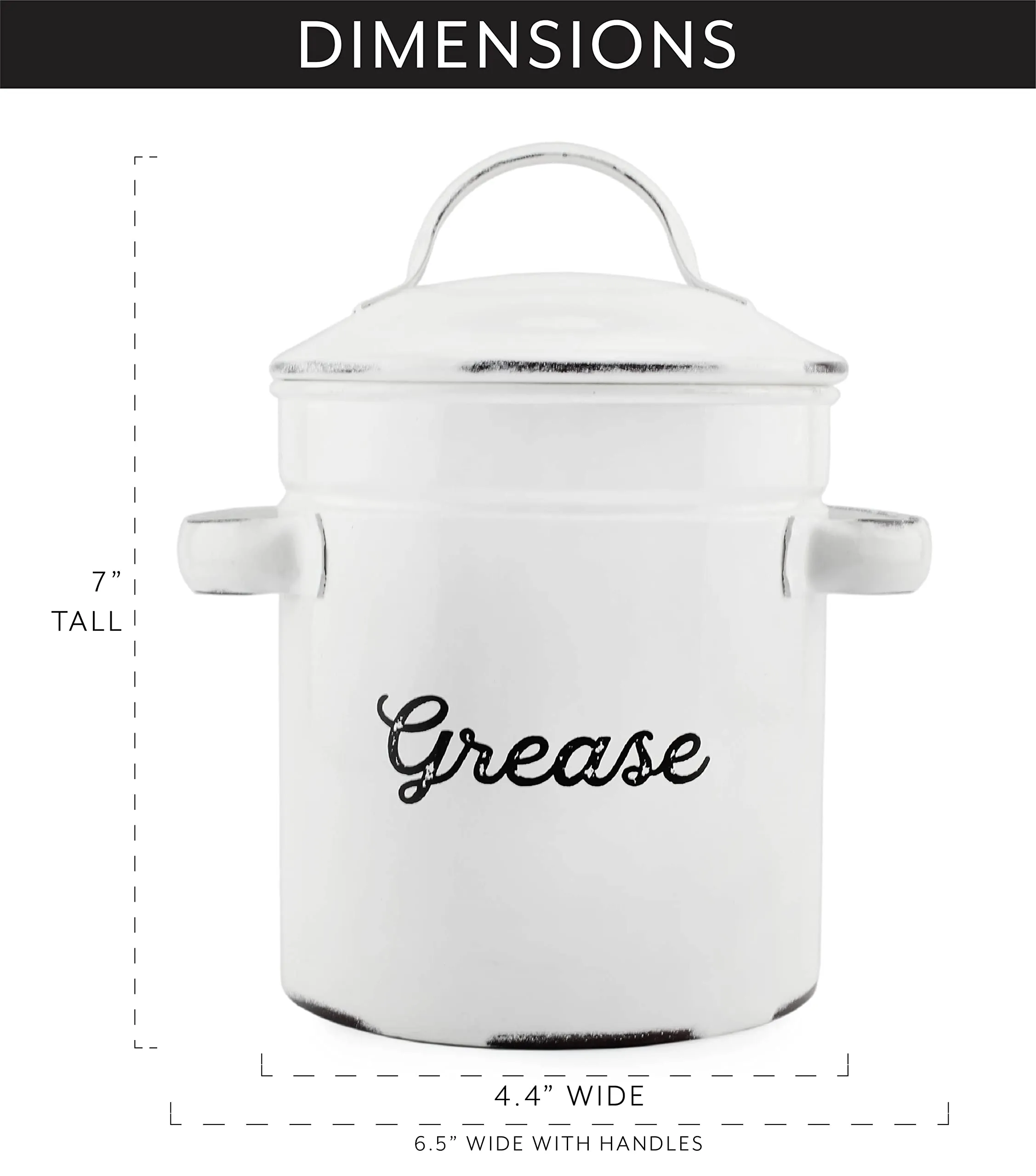 White Enamelware Grease Container (Case of 24)