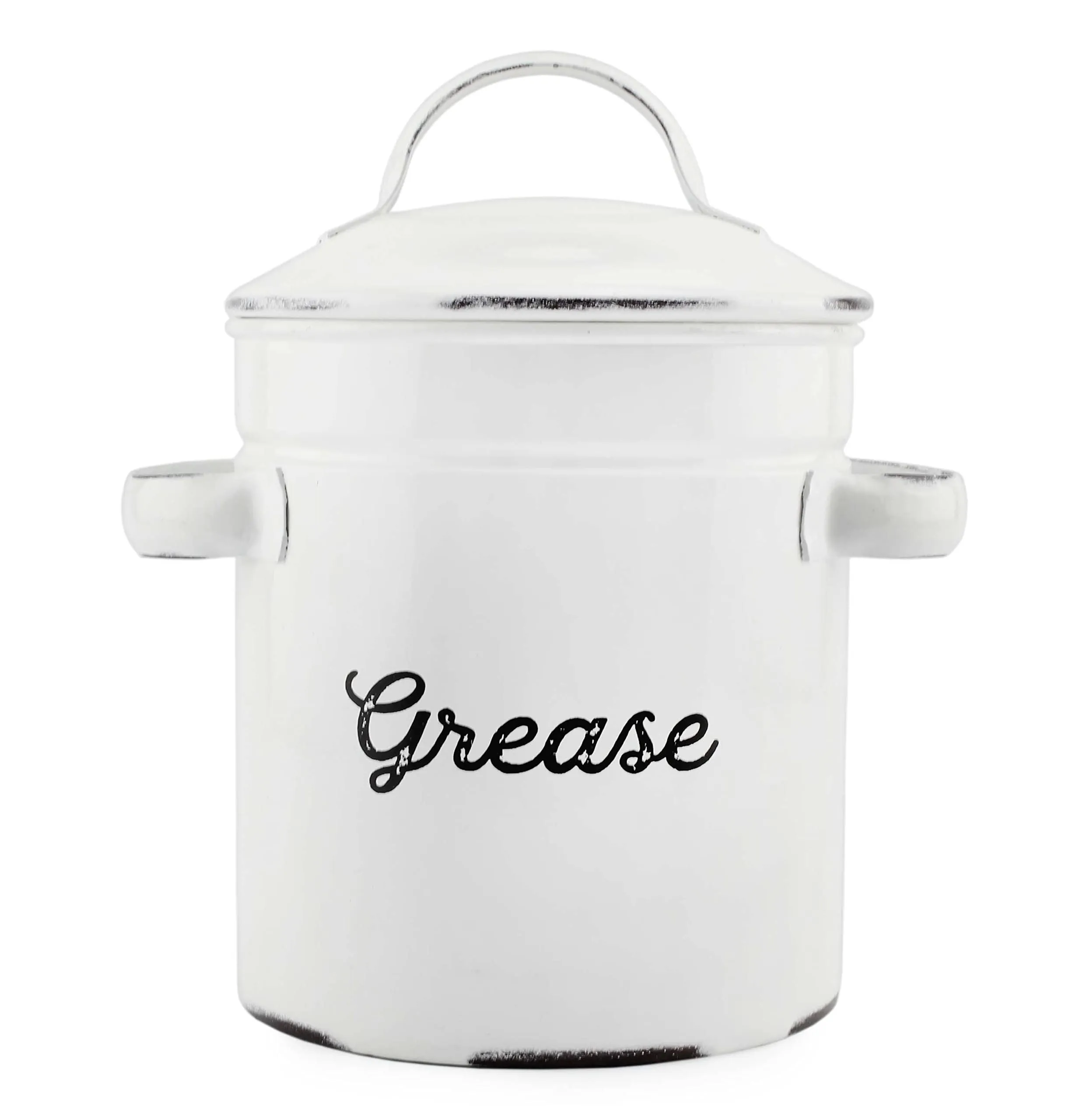 White Enamelware Grease Container (Case of 24)
