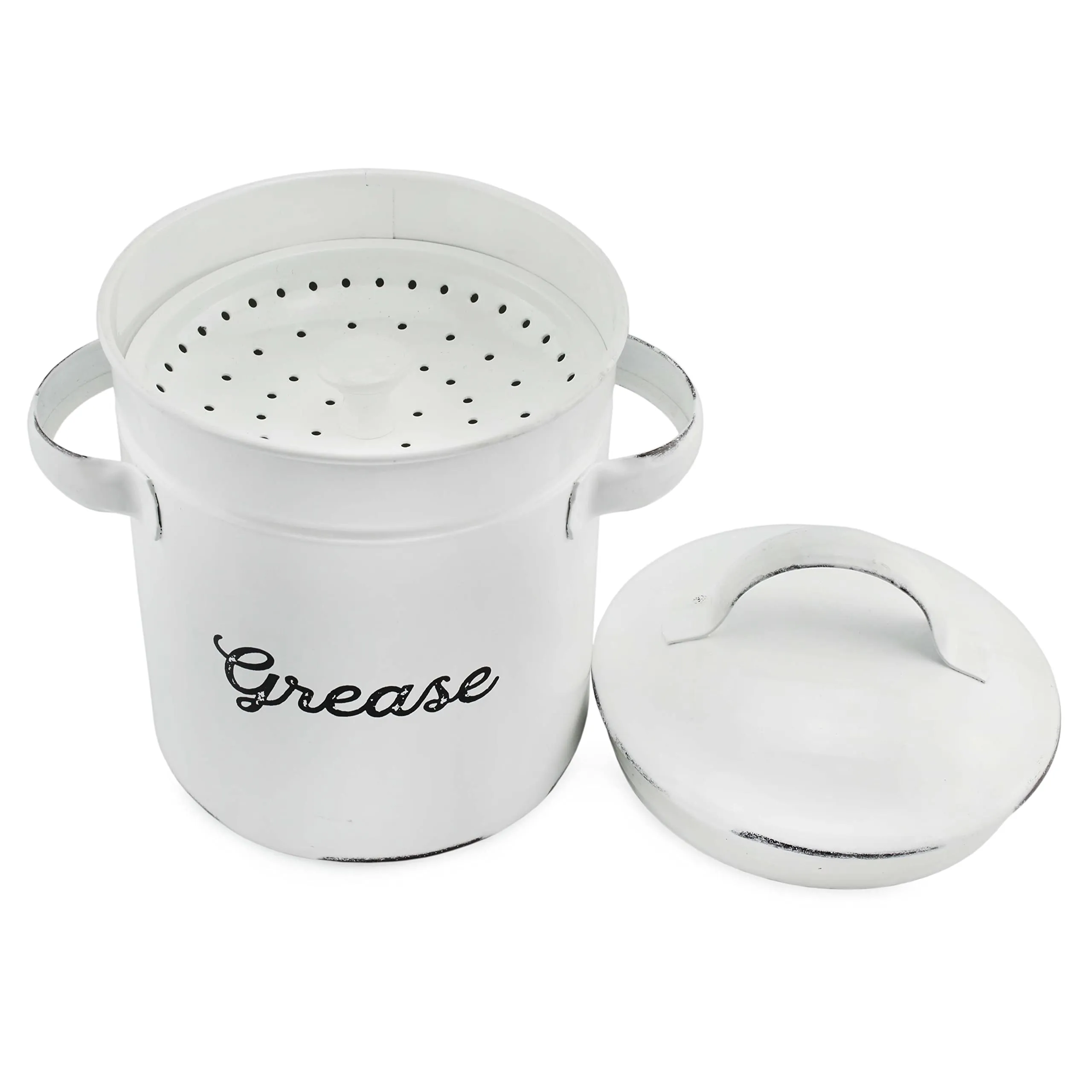 White Enamelware Grease Container (Case of 24)
