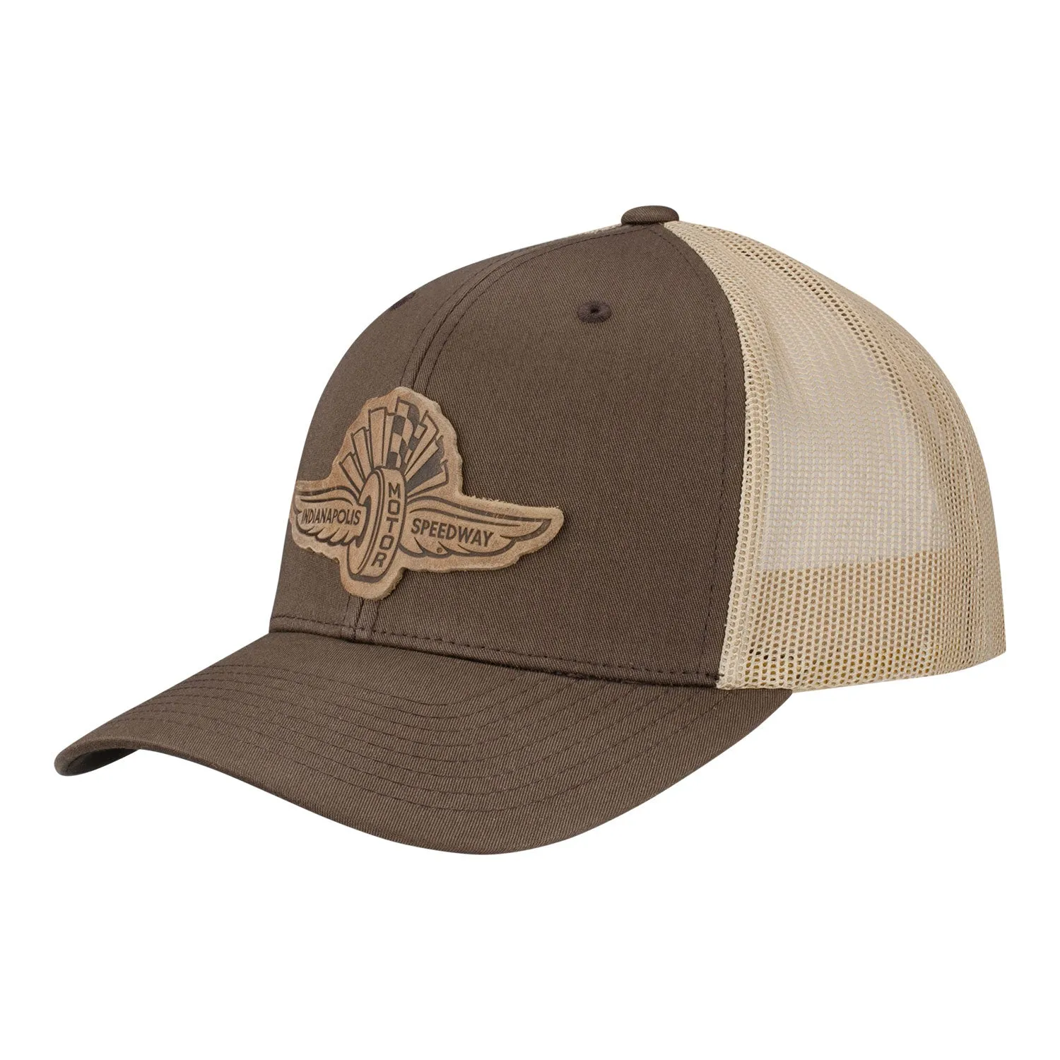 Wing Wheel Flag Leather Patch Hat Brown and Khaki