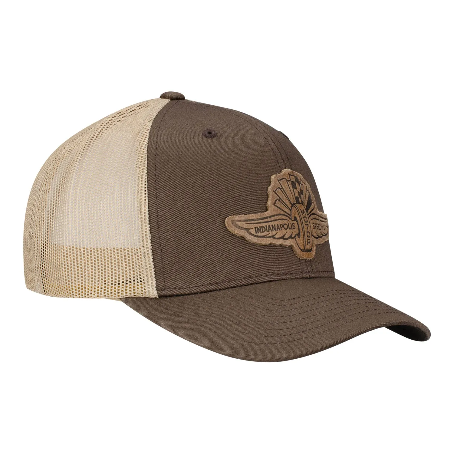 Wing Wheel Flag Leather Patch Hat Brown and Khaki