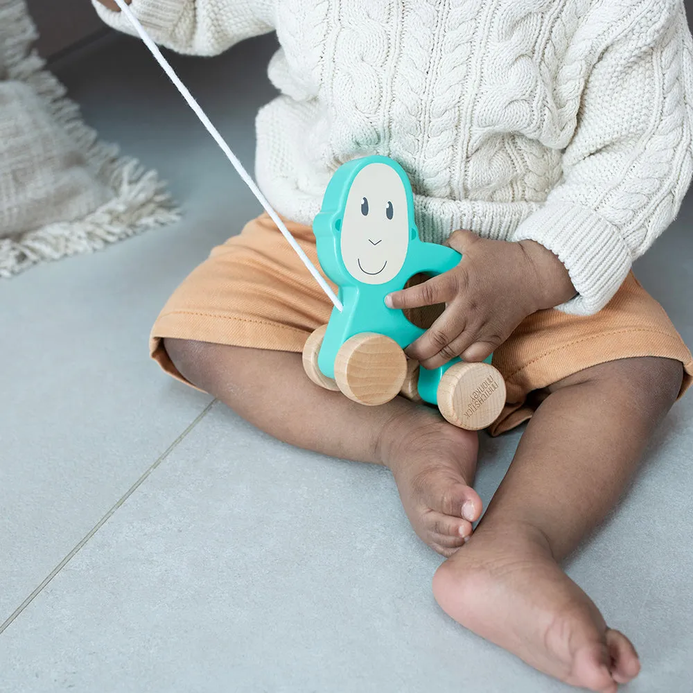 Wooden Pull Along Toy Monkey