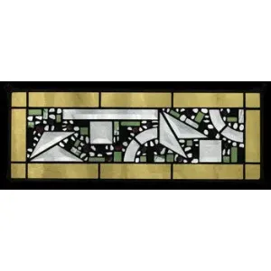 Yellow Border Geometric Stained Glass Window Panel by Edel Byrne