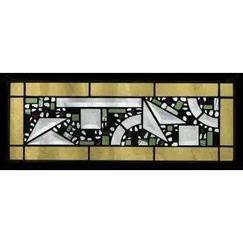 Yellow Border Geometric Stained Glass Window Panel by Edel Byrne