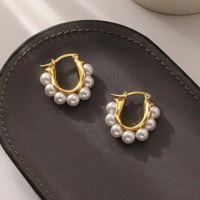 Zara Elegant Pearl Hoops