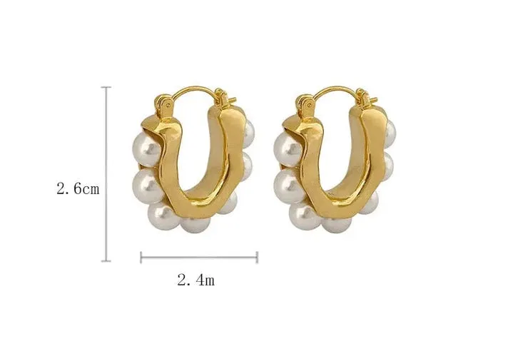 Zara Elegant Pearl Hoops