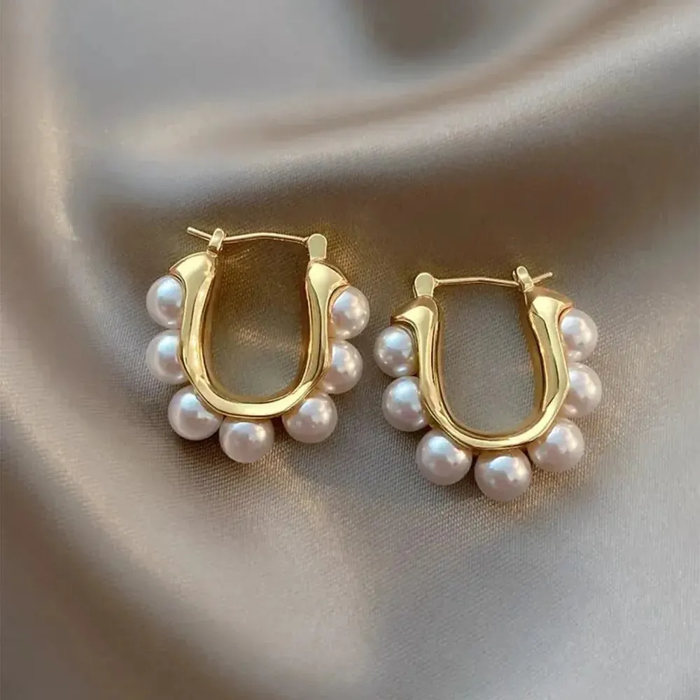 Zara Elegant Pearl Hoops