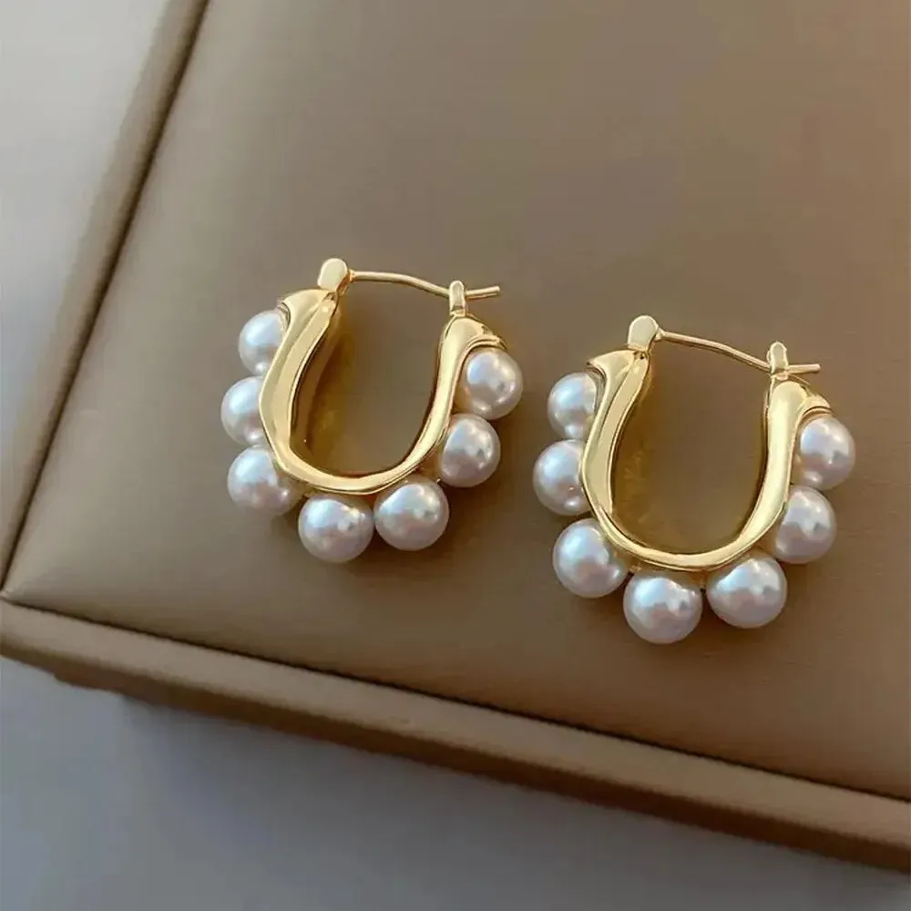 Zara Elegant Pearl Hoops